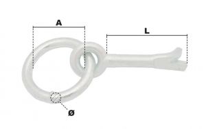 Anneau d'écurie à sceller Ø 10mm x L 70mm (Économique) - Côtes et dimensions