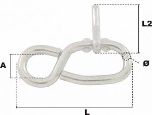 Huit de réglage avec ardillon Ø 6mm x L 70mm (Économique) - Côtes et dimensions