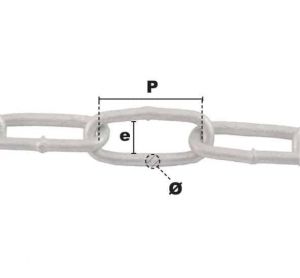 Carton 25m de chaîne droite à maillon long galvanisée à chaud Ø 6mm (Acier) - Côtes et dimensions