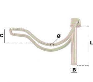 Goupille Clips pour tube Ø 6mm x L 45mm (Économique) - Côtes et dimensions