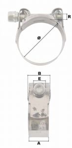 Collier à tourillon Super Ø réglable de 257-270mm (Acier W1) - Côtes et dimensions