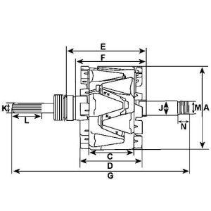 Rotor d'alternateur compatible pour DENSO 1012115760 - vue 2