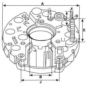 Pont de diode compatible pour alternateur TRANSPO IBR590 - Pont de diodes compatible pour alternateur BOSCH 1127320976