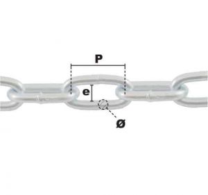 Bobine 100m de chaîne droite à maillon court Ø 3mm (Acier Zingué) - Côtes et dimensions