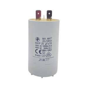 Condensateur permanent 20 µF à cosses pour moteur électrique ou pompe