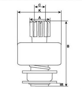 Lanceur compatible pour démarreur MITSUBISHI M003T49381 - Schéma