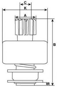 Lanceur compatible pour démarreur DUCELLIER 6232A - Côtes et dimensions