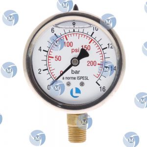 Manomètre GLYCÉRINE   63 (eau/air) / Boîtier inox