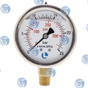 Manomètre GLYCÉRINE  63 (eau/air) / Boîtier inox