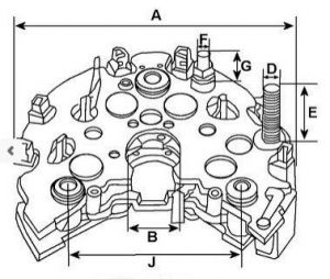 Pont de diode compatible pour alternateur DENSO 1002114621 - pont de diodes DENSO CAO1343062