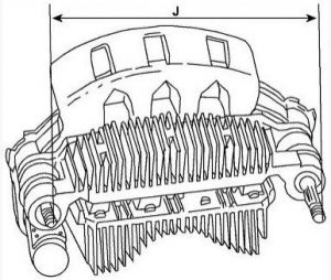 Pont de diode compatible pour alternateur HITACHI L1100G5320 - Côtes et dimensions