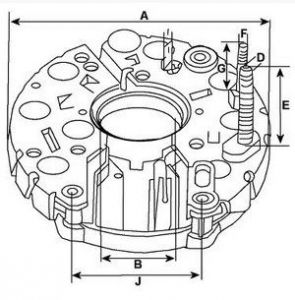 Pont de diode compatible pour alternateur EUROLEC-HCUK RC10 - Pont de diodes pour alternateur Bosch 0120400840