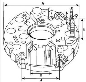 Pont de diode compatible pour alternateur BOSCH 1127011117 - Côtes et dimensions