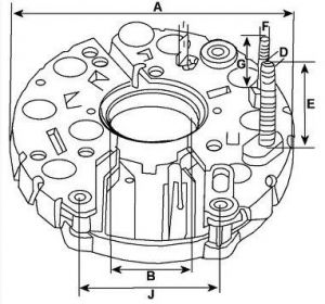 Pont de diode compatible pour alternateur BOSCH 0120469725 - Côtes et dimensions