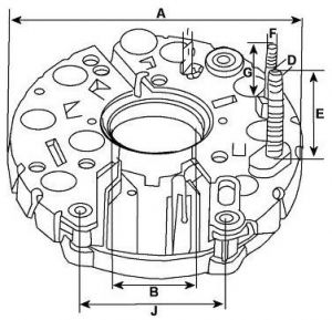 Pont de diode compatible pour alternateur ISKRA AAG1101 - Côtes et dimensions
