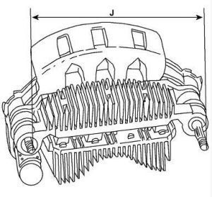 Pont de diode compatible pour alternateur WAI 311015 - Côtes et dimensions