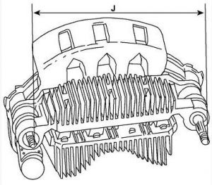 Pont de diode compatible pour alternateur MITSUBISHI A2TN2671 - Côtes et dimensions