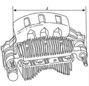 Pont de diode compatible pour alternateur MITSUBISHI A2T41483 - Côtes et dimensions