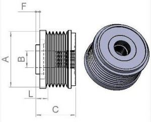 Poulie d'alternateur compatible pour alternateur BOSCH 1126601597 - Côtes et dimensions