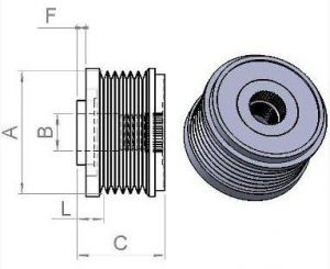 Poulie d'alternateur INA pour alternateur VOLKSWAGEN 022903119C - Cotes et dimensions