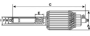 Induit compatible pour démarreur BOSCH 0001358050 - vue 2
