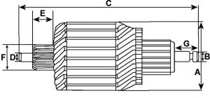 Induit compatible pour démarreur REMY (DELCO) 1109087 - vue 2