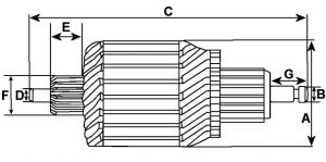 Induit compatible pour démarreur BOSCH B001510009 - vue 2