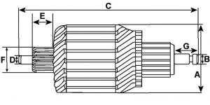 Induit compatible pour démarreur MITSUBISHI M002T92071 - vue 2