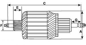 Induit compatible pour démarreur HITACHI S25146E - vue 2