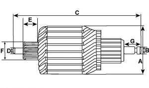 Induit compatible pour démarreur BOSCH 0001109011 - vue 2