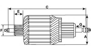 Induit compatible pour démarreur BOSCH 0001218172 - vue 2