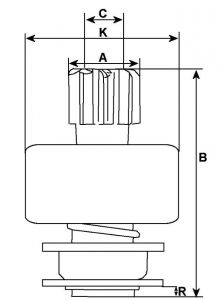 Lanceur compatible pour démarreur BOSCH 0001109034 - vue 2