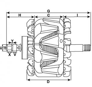 Rotor d'alternateur compatible pour WAI 28210 - vue 2