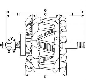 Rotor d'alternateur compatible pour WAI 28211 - vue 2