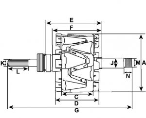 Rotor d'alternateur compatible pour WAI 28211 - vue 3