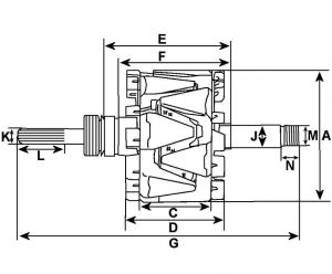 Rotor d'alternateur compatible pour BOSCH 0123520022 - vue 3