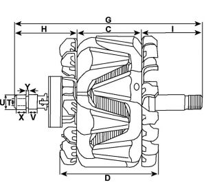 Rotor d'alternateur compatible pour BOSCH 1124033018 - vue 5