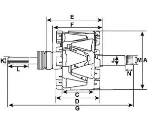 Rotor d'alternateur compatible pour VALEO 2543237A - vue 2