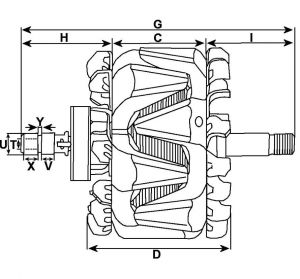 Rotor d'alternateur compatible pour VALEO 2543237A - vue 3