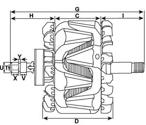 Rotor d'alternateur compatible pour MITSUBISHI A004TA0591 - vue 2