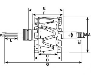 Rotor d'alternateur compatible pour MITSUBISHI A004TA0591 - vue 3