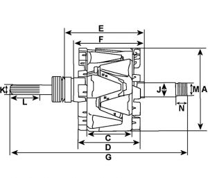 Rotor d'alternateur compatible pour BOSCH 0121715042 - vue 3