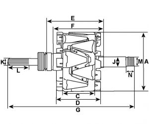 Rotor d'alternateur compatible pour OPEL 13256932 - vue 3