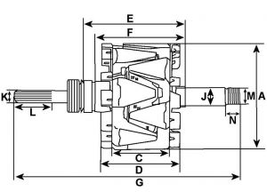 Rotor d'alternateur compatible pour OPEL 13117341 - vue 3