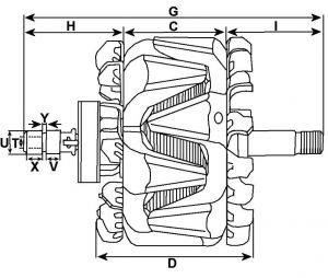 Rotor d'alternateur compatible pour POONG SUNG 021319113 - vue 2
