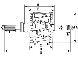 Rotor d'alternateur compatible pour POONG SUNG 021319113 - vue 3