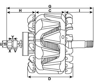 Rotor d'alternateur compatible pour REMY (DELCO) 8400219 - vue 2