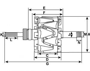 Rotor d'alternateur compatible pour MITSUBISHI A3TG1391AD - vue 3