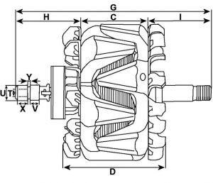 Rotor d'alternateur compatible pour REMY (DELCO) 332677 - vue 2