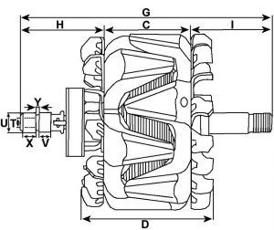 Rotor d'alternateur compatible pour DAF 1697022 - vue 2